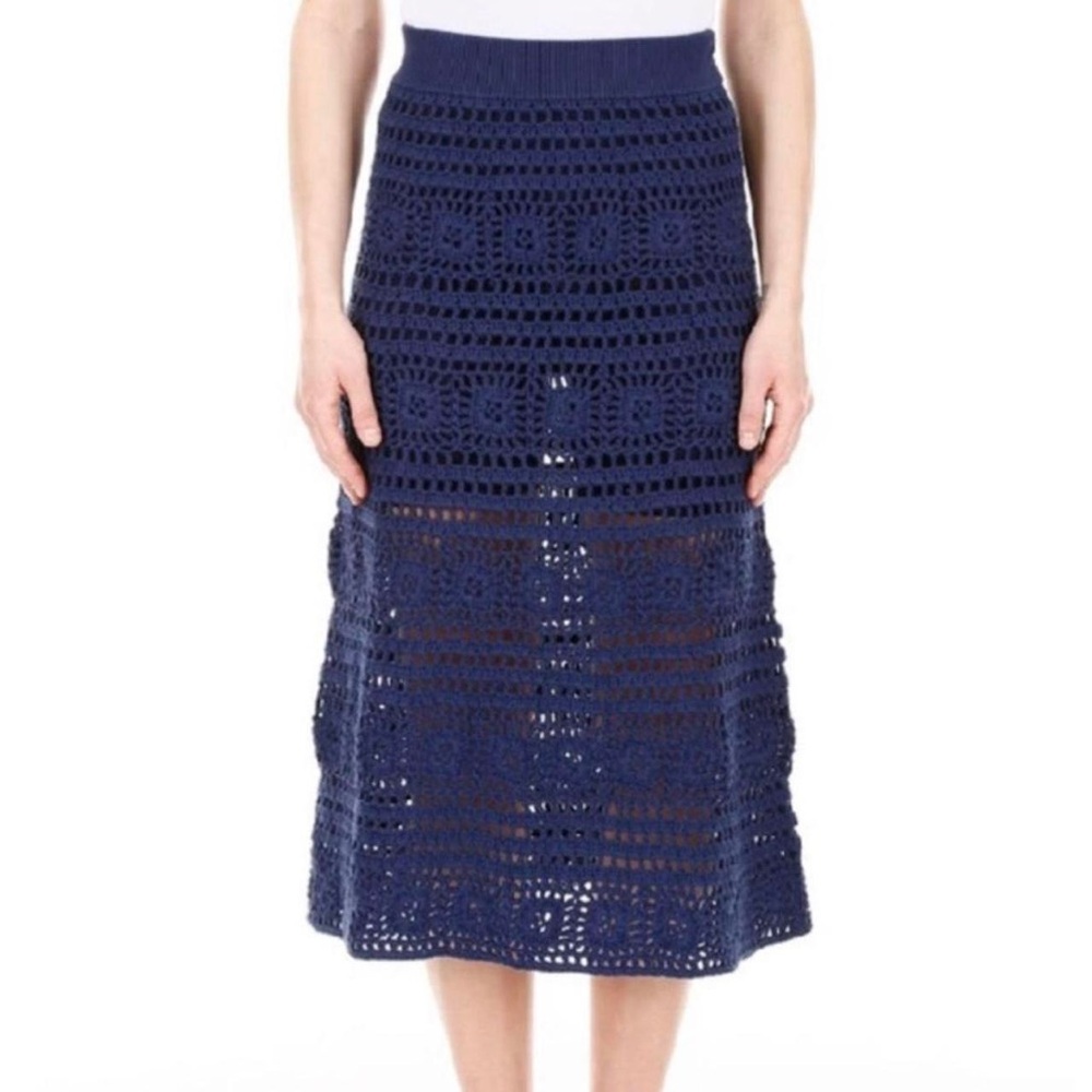 STAUD Navy Marlin Midi Skirt